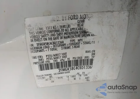 2012 Ford Flex Se from USA, damaged, VIN 2FMGK5BC4CBD13368